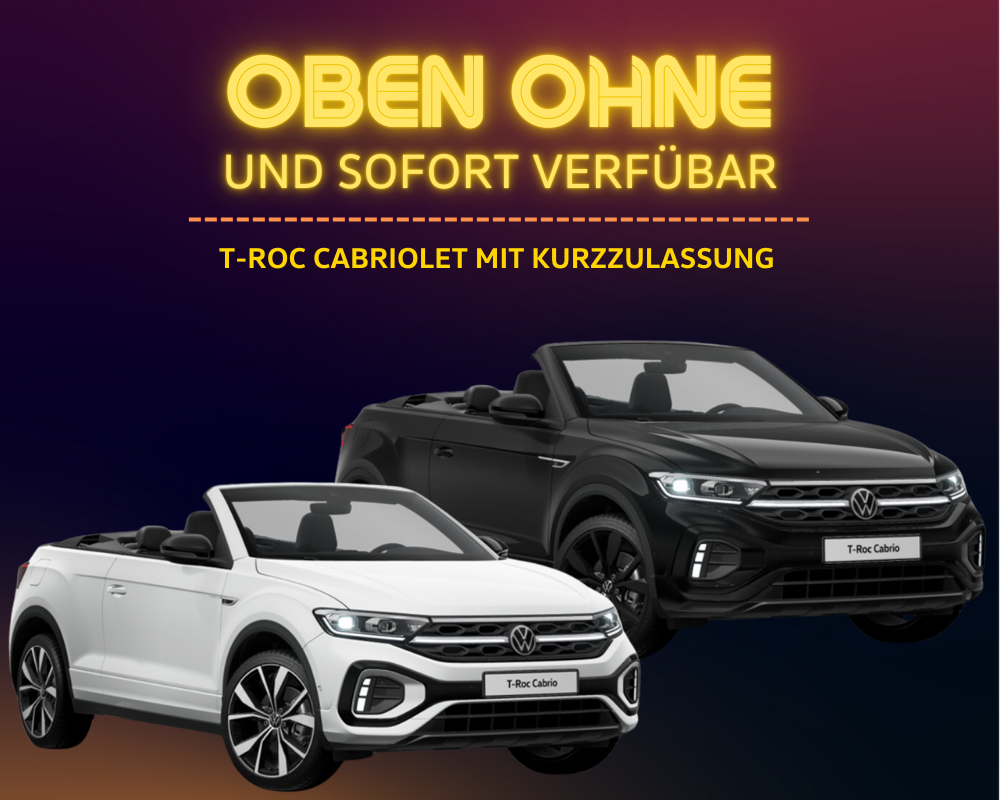 T-Roc Cabrio weiß und schwarz mit offenem Verdeck