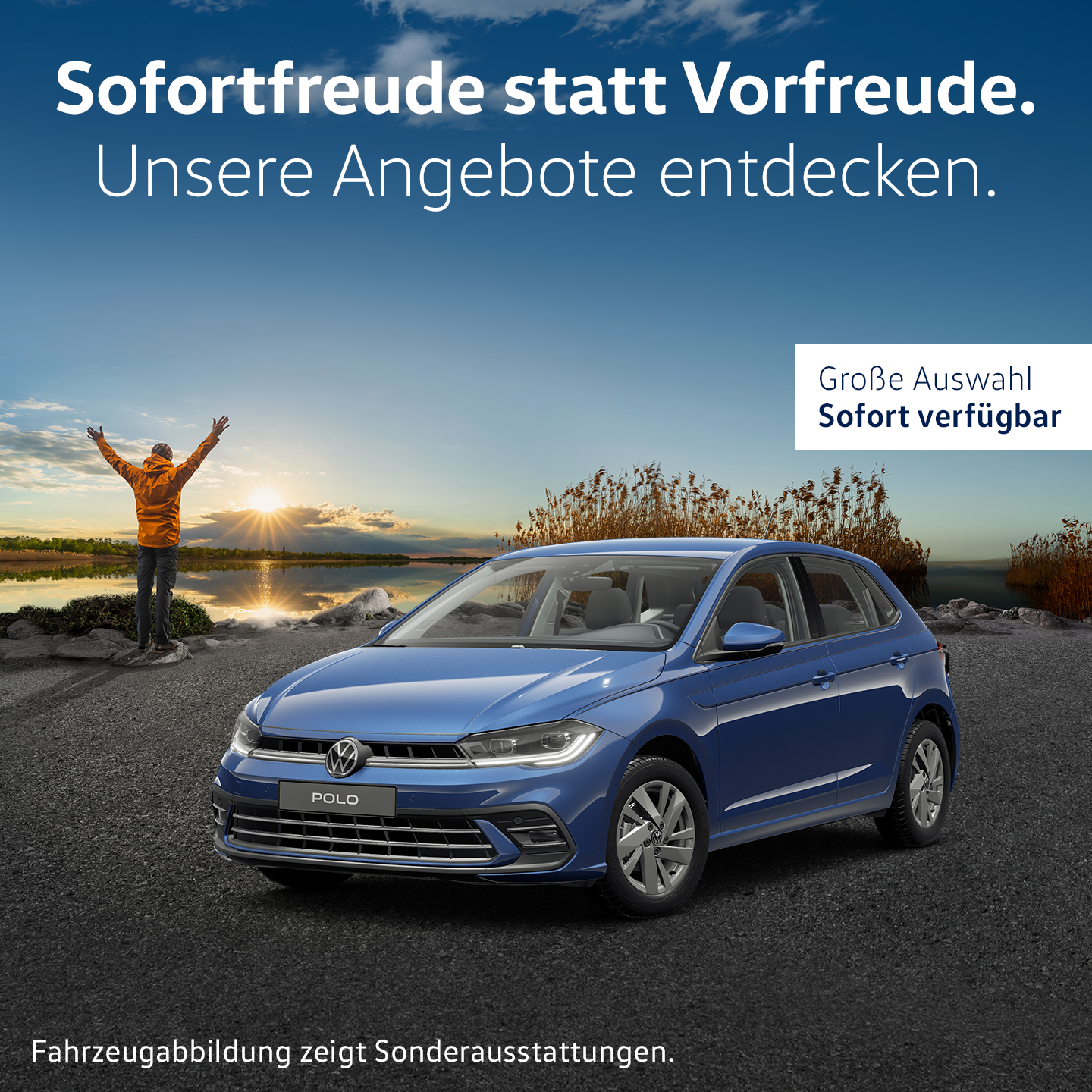 Polo in blau am See