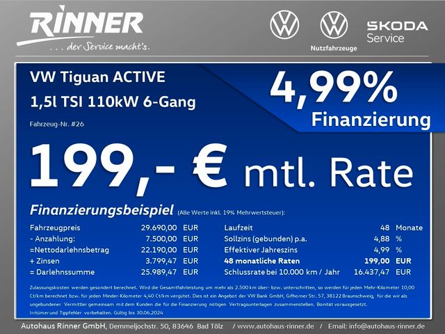 VW  Tiguan Life "Active" 1,5TSI 110KW 6Gang Navi/LED, Delfingrau Metallic